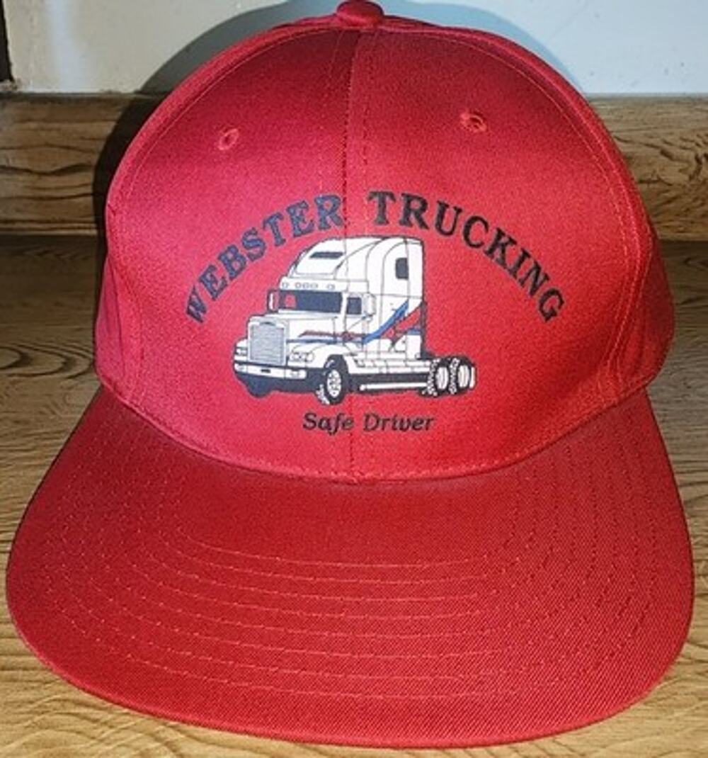 Webster Trucking Semi Truck Safe Driver Baseball Cap Red Snapback